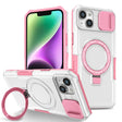 For iPhone 14 Sliding Camshield Magsafe Holder TPU Hybrid PC Phone Case(Pink White) - iPhone 14 Cases by PMC TechLife | Online Shopping South Africa | PMC TechLife