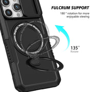 For iPhone 14 Pro Sliding Camshield Magsafe Holder TPU Hybrid PC Phone Case(Black)