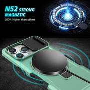 For iPhone 14 Pro Max Sliding Camshield MagSafe Holder TPU Hybrid PC Phone Case(Light Blue)