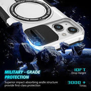 For iPhone 13 Sliding Camshield Magsafe Holder TPU Hybrid PC Phone Case(Black White)