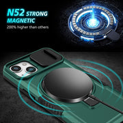 For iPhone 13 Sliding Camshield Magsafe Holder TPU Hybrid PC Phone Case(Deep Green)
