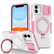 For iPhone 12 Sliding Camshield Magsafe Holder TPU Hybrid PC Phone Case(Pink White) - iPhone 12 / 12 Pro Cases by PMC TechLife | Online Shopping South Africa | PMC TechLife