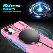 For iPhone 11 Sliding Camshield Magsafe Holder TPU Hybrid PC Phone Case(Purple Pink)