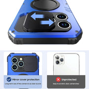 For iPhone 15 Pro Max Camera Shield MagSafe Holder Life Water-resistant Phone Case(Blue)