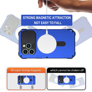 For iPhone 15 Pro Max Camera Shield MagSafe Holder Life Water-resistant Phone Case(Blue)