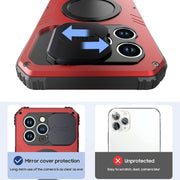 For iPhone 15 Camera Shield MagSafe Holder Life Water-resistant Phone Case(Red)