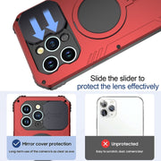 For iPhone 15 Camera Shield MagSafe Holder Life Water-resistant Phone Case(Red)