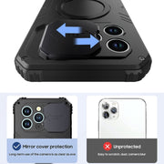 For iPhone 15 Camera Shield MagSafe Holder Life Water-resistant Phone Case(Black)