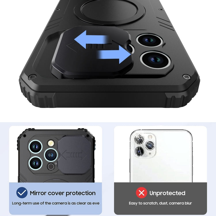 For iPhone 15 Camera Shield MagSafe Holder Life Water-resistant Phone Case(Black)