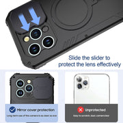 For iPhone 15 Camera Shield MagSafe Holder Life Water-resistant Phone Case(Black)