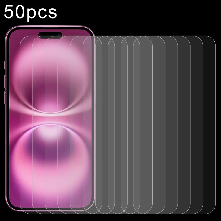 For iPhone 16 Plus 50pcs 0.26mm 9H 2.5D Tempered Glass Film