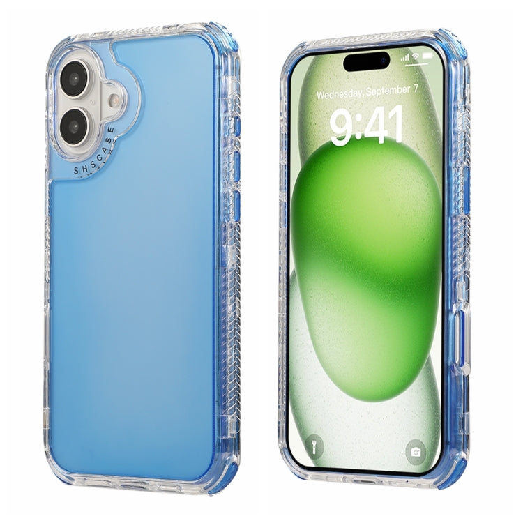 For iPhone 16 Dreamland 3 in 1 Clear Color Transparent Frame PC + TPU Phone Case(Blue)