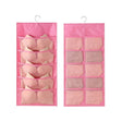 5+10 Grids Underwear Storage Bag Non-woven Double-sided Hanging Storage Bag(Pink) - free shipping - PMC TechLife - Order now!