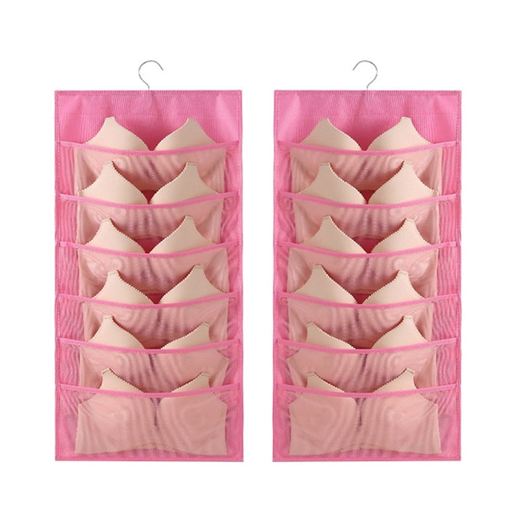 6+6 Grids Underwear Storage Bag Non-woven Double-sided Hanging Storage Bag(Pink)