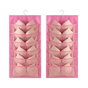 6+6 Grids Underwear Storage Bag Non-woven Double-sided Hanging Storage Bag(Pink)