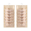 6+6 Grids Underwear Storage Bag Non-woven Double-sided Hanging Storage Bag(Beige) - Storage Bags by PMC TechLife | Online Shopping South Africa | PMC TechLife | Buy Now Pay Later Mobicred