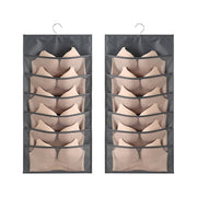 6+6 Grids Underwear Storage Bag Non-woven Double-sided Hanging Storage Bag(Grey)