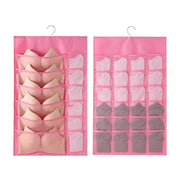 12+24 Grids Underwear Storage Bag Non-woven Double-sided Hanging Storage Bag(Pink)