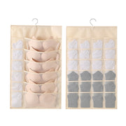 12+24 Grids Underwear Storage Bag Non-woven Double-sided Hanging Storage Bag(Beige)