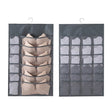 12+24 Grids Underwear Storage Bag Non-woven Double-sided Hanging Storage Bag(Grey) - Storage Bags by PMC TechLife | Online Shopping South Africa | PMC TechLife | Buy Now Pay Later Mobicred