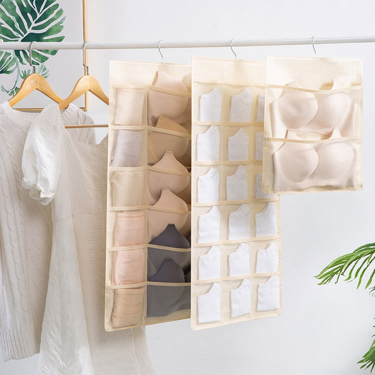 5+10 Grids Underwear Storage Bag Non-woven Double-sided Hanging Storage Bag(Pink)