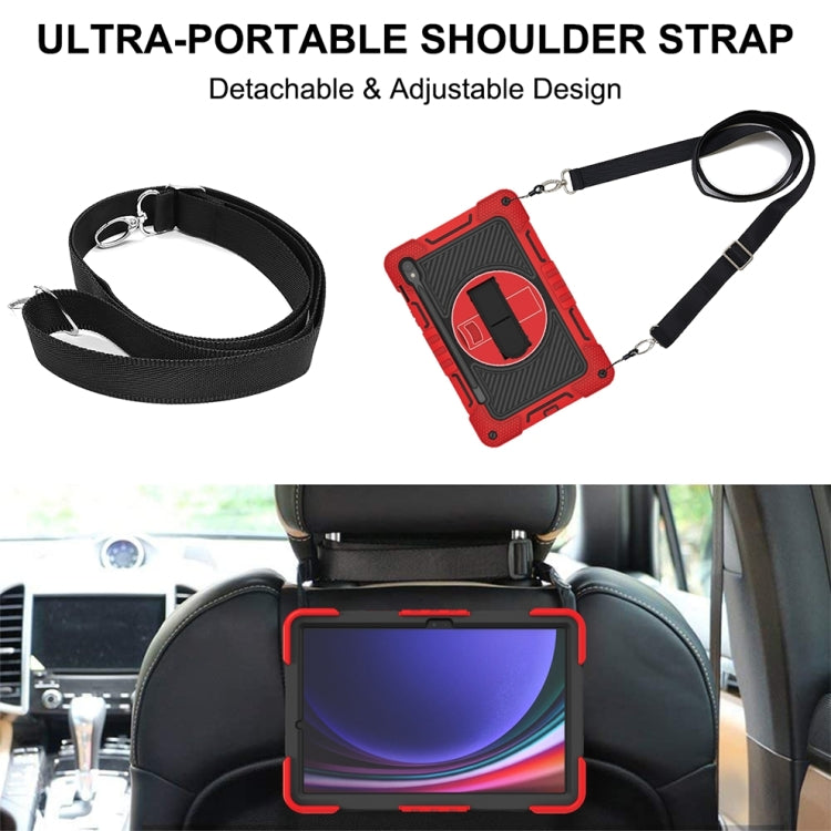 For Samsung Galaxy Tab S9 360 Degree Rotation PC Contrast Silicone Tablet Case(Red + Black)