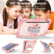 For Samsung Galaxy Tab S9 360 Degree Rotation PC Contrast Silicone Tablet Case(Rose Gold)