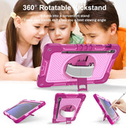 For Samsung Galaxy Tab S9 360 Degree Rotation PC Contrast Silicone Tablet Case(Rose Red + Pink)