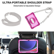 For Samsung Galaxy Tab S9 360 Degree Rotation PC Contrast Silicone Tablet Case(Rose Red + Pink)