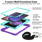 For Samsung Galaxy Tab S9 360 Degree Rotation PC Contrast Silicone Tablet Case(Purple + Mint Green)