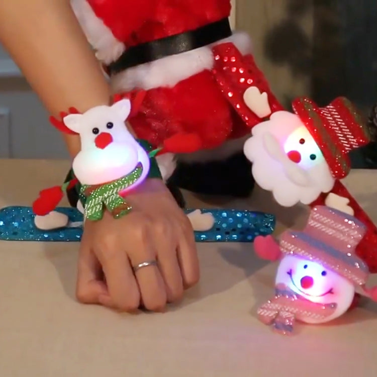 Santa Style Flash Light Merry Christmas Slap Pat Circle Wristband(Flannel Light Bear)