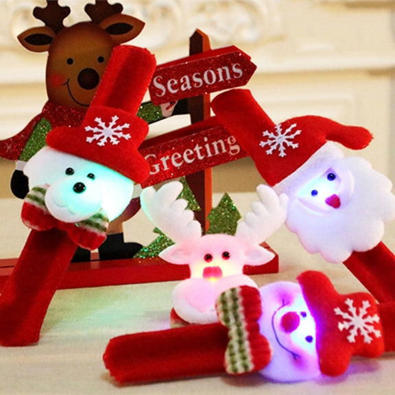 Santa Style Flash Light Merry Christmas Slap Pat Circle Wristband(Sequins Light Deer)
