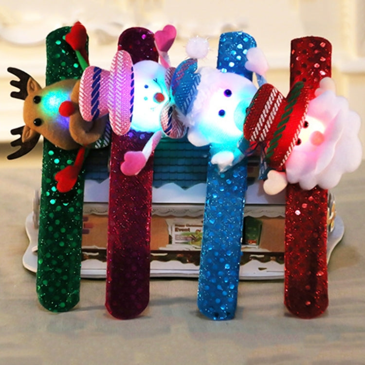 Santa Style Flash Light Merry Christmas Slap Pat Circle Wristband(Sequins Light Deer)