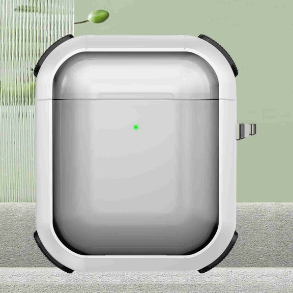 For AirPods 2 / 1 Thunder Transparent Armor Wireless Earphones Protective Case(White)