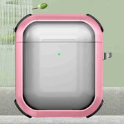 For AirPods 2 / 1 Thunder Transparent Armor Wireless Earphones Protective Case(Pink)