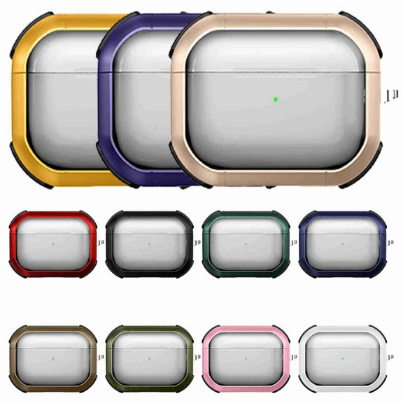 For AirPods 2 / 1 Thunder Transparent Armor Wireless Earphones Protective Case(Black)