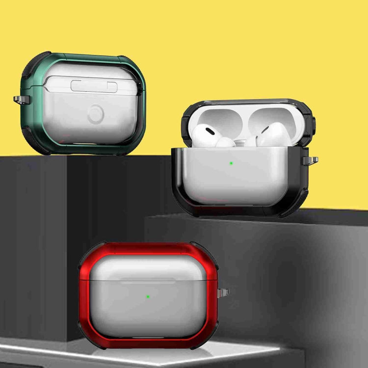 For AirPods 2 / 1 Thunder Transparent Armor Wireless Earphones Protective Case(Purple)