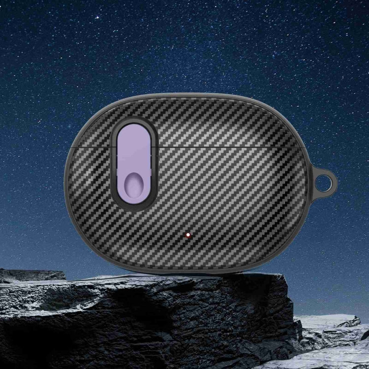 For Beats Studio Buds Switch Carbon Fiber Wireless Earphones Protective Case(Black Purple)