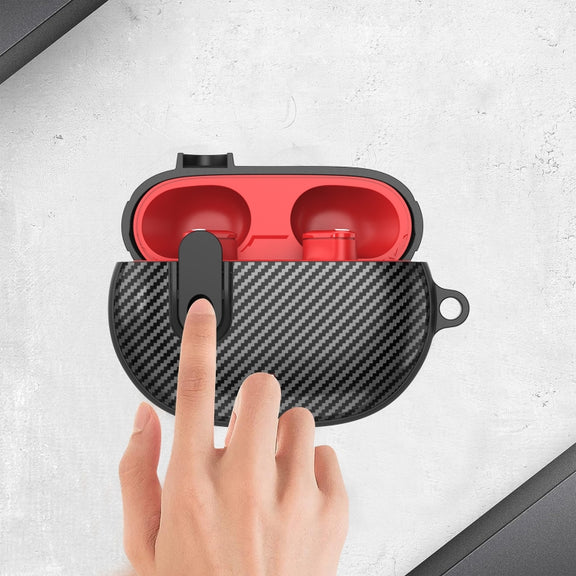 For Beats Studio Buds Switch Carbon Fiber Wireless Earphones Protective Case(Black Blue)