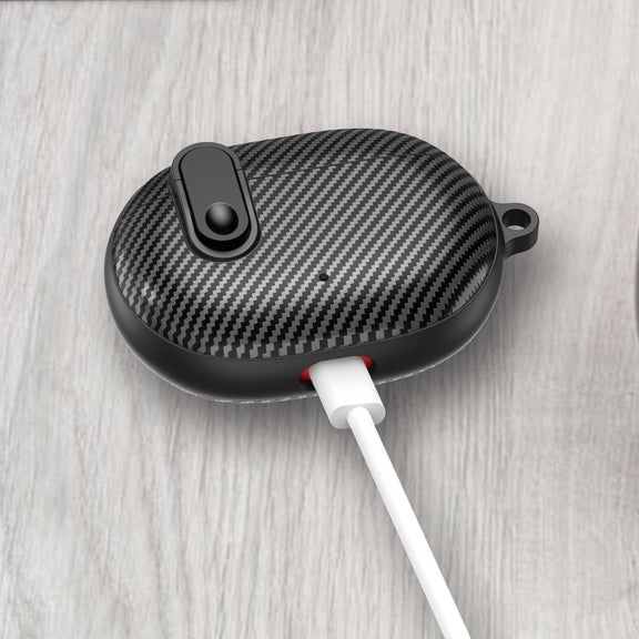 For Beats Studio Buds Switch Carbon Fiber Wireless Earphones Protective Case(Black Purple)