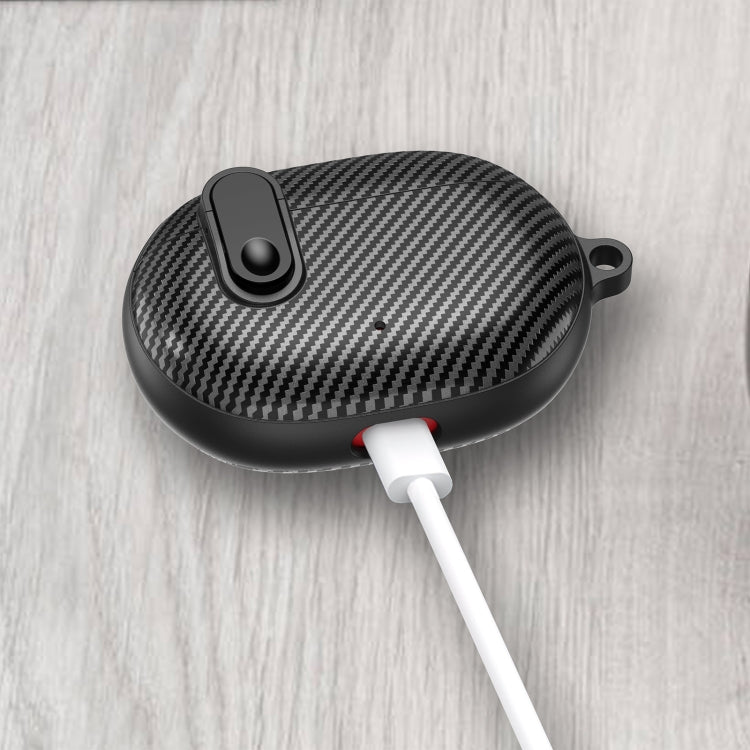For Beats Studio Buds Switch Carbon Fiber Wireless Earphones Protective Case(Black Purple)