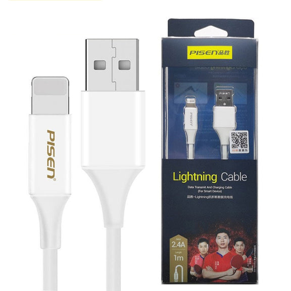 PISEN 1m 2.4A USB to 8 Pin Anti Breaking Fast Charging Cable