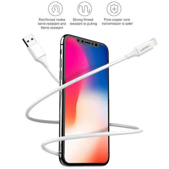 PISEN 1m 2.4A USB to 8 Pin Anti Breaking Fast Charging Cable