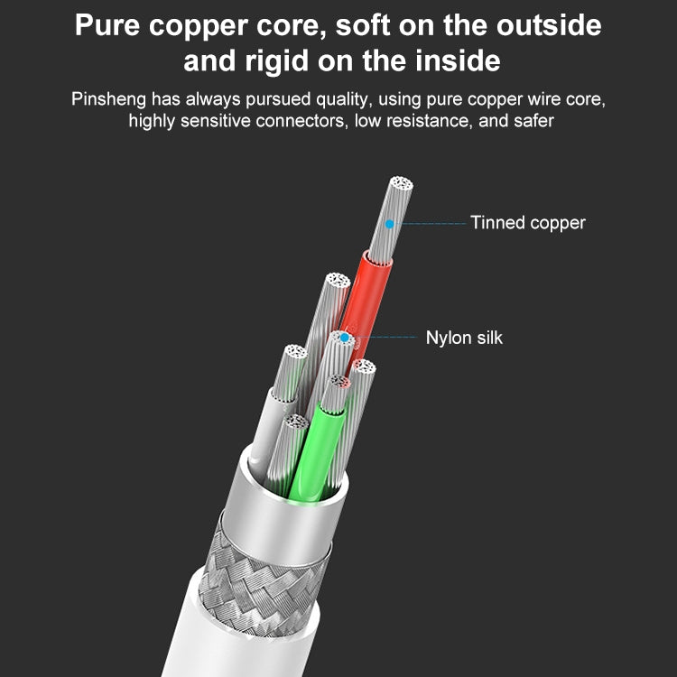 PISEN 1m 2.4A USB to 8 Pin Anti Breaking Fast Charging Cable