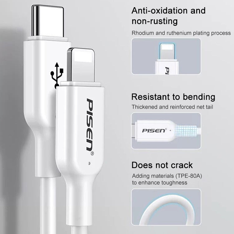 PISEN 1m 3.0A Type-C to 8 Pin PD Fast Charging Cable
