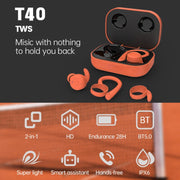 T&G T40 TWS IPX6 Water-resistant Hanging Ear Wireless Bluetooth Earphones with Charging Box(Blue)