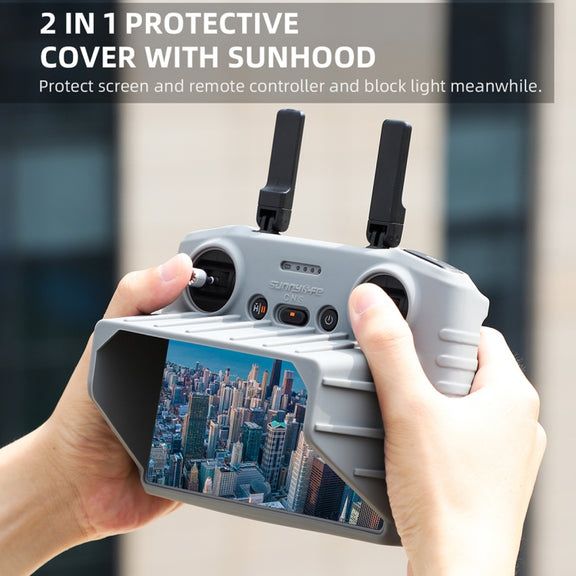 For DJI RC 2 Sunnylife Remote Control Shockproof Anti-scratch Silicone Case with Hood(Grey)