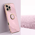 For iPhone 16 Pro Max XINLI Straight Edge 6D Electroplate TPU Phone Case with Ring Holder(Cherry Purple) - iPhone 16 Pro Max Cases by XINLI | Online Shopping South Africa | PMC TechLife | Buy Now Pay Later Mobicred