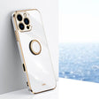 For iPhone 16 Pro XINLI Straight Edge 6D Electroplate TPU Phone Case with Ring Holder(White) - iPhone 16 Pro Cases by XINLI | Online Shopping South Africa | PMC TechLife | Buy Now Pay Later Mobicred