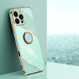 For iPhone 16 Pro XINLI Straight Edge 6D Electroplate TPU Phone Case with Ring Holder(Mint Green) - iPhone 16 Pro Cases by XINLI | Online Shopping South Africa | PMC TechLife | Buy Now Pay Later Mobicred